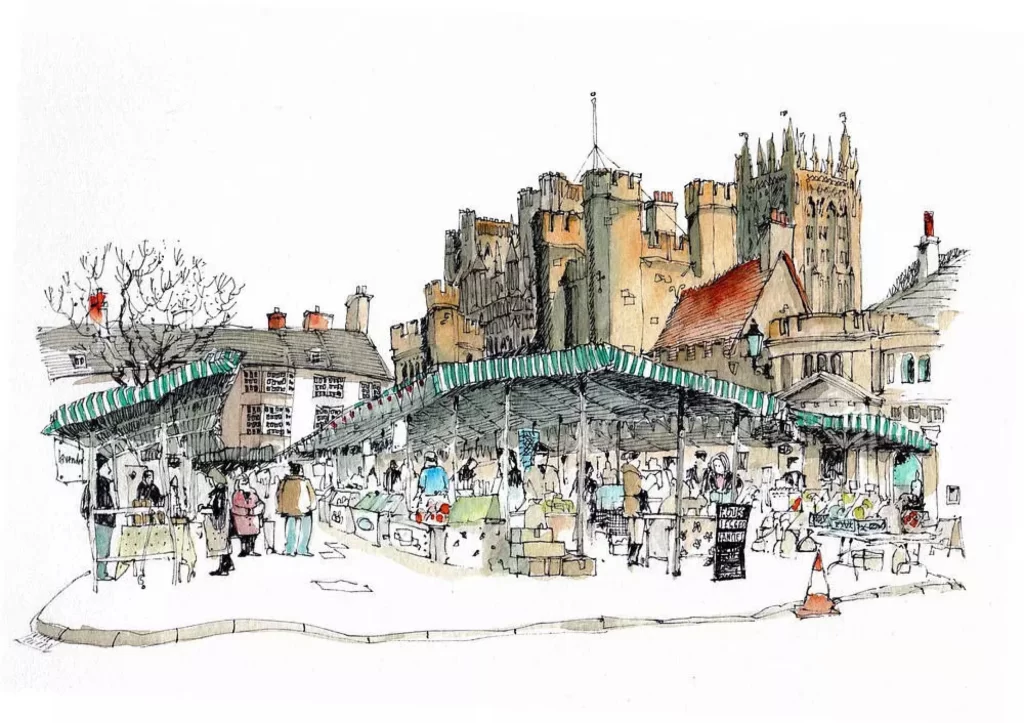 Market Castle Architecture People Stalls
