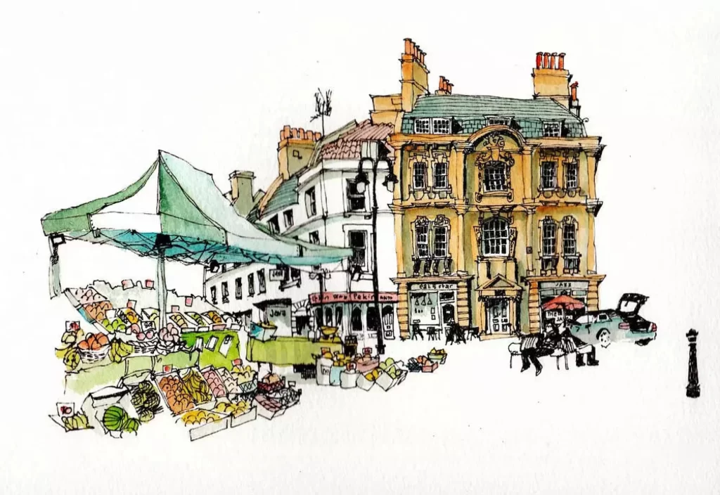 Market Street Buildings Fruit Stalls