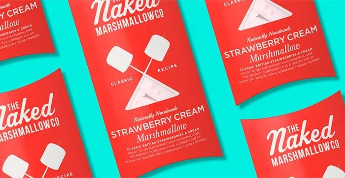 Marshmallow Packaging Red White Handmade Design