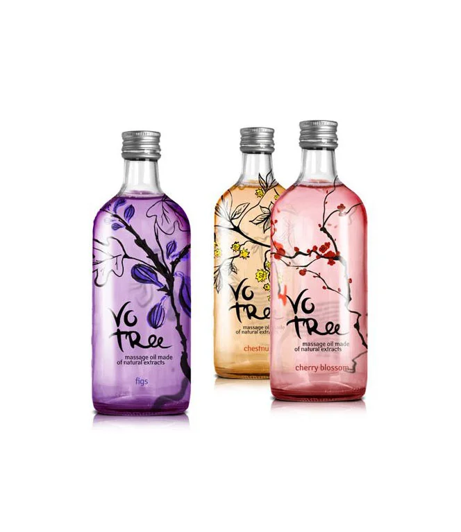 Massage Oil Natural Extracts Purple Pink Gold Minimalist Design
