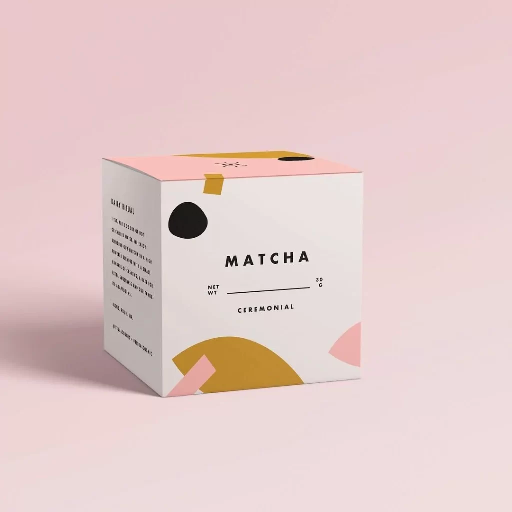 Matcha Box White Pink Yellow Minimalist Design