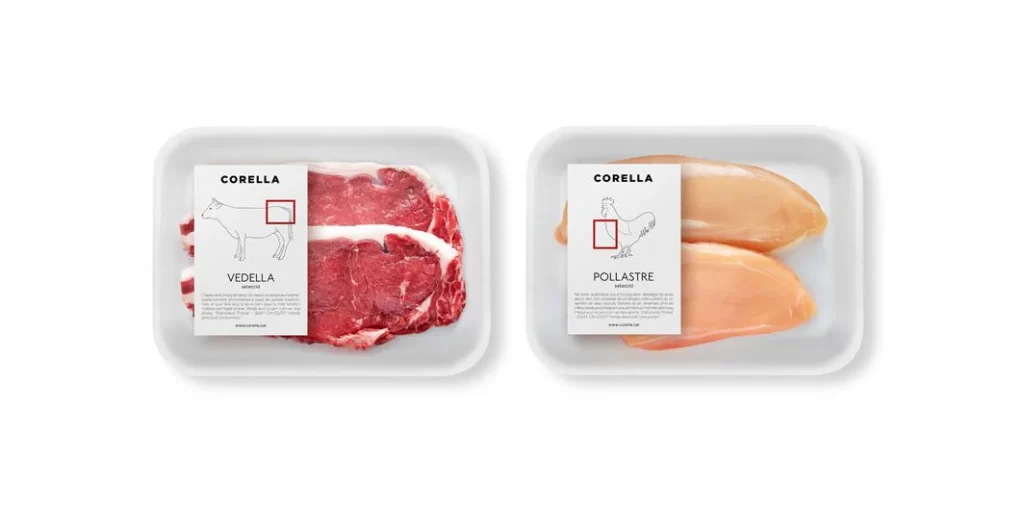 Meat Packaging White Red Simple Clean Design