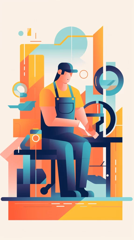 Mechanic Blue Orange Abstract Vector
