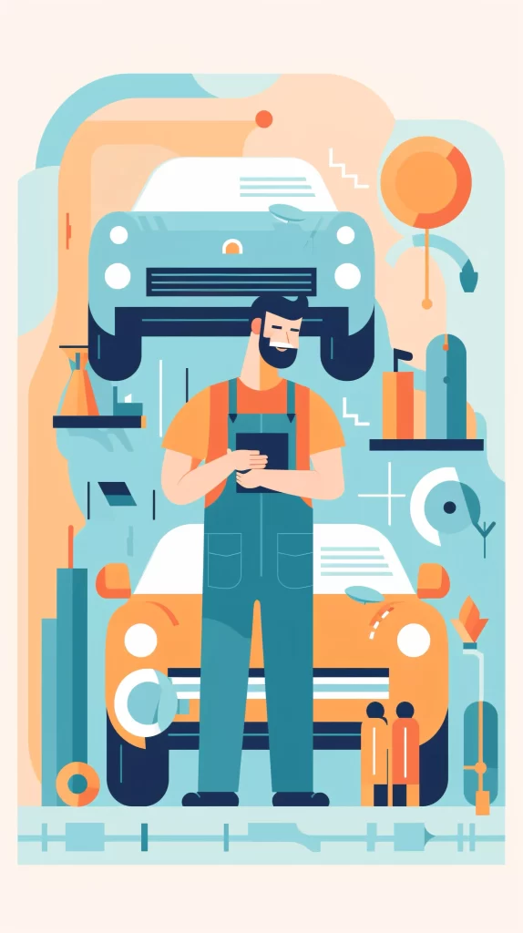 Mechanic Blue Orange Vector Illustration