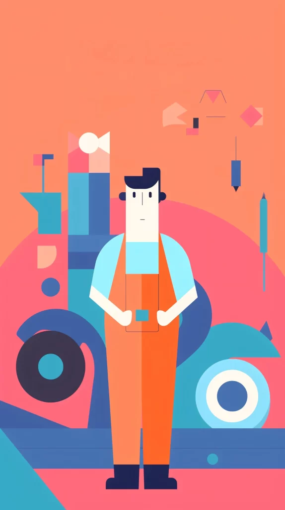 Mechanic Orange Blue Abstract Flat