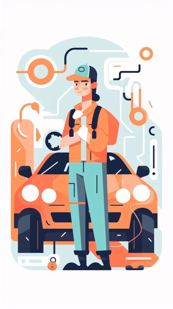 Mechanic Orange Tools Flat Illustration Modern