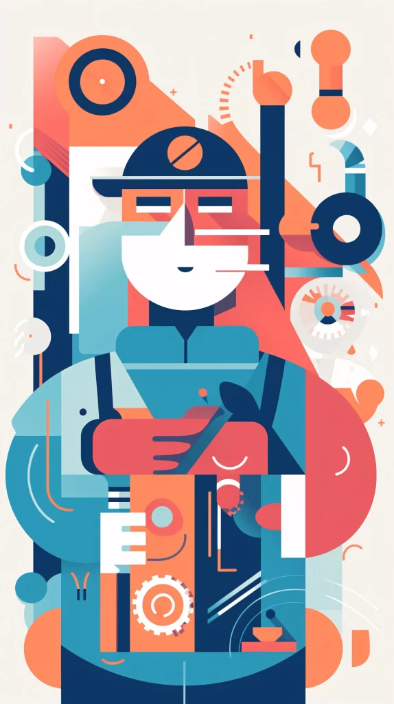 Mechanic Red Blue Abstract Vector Art