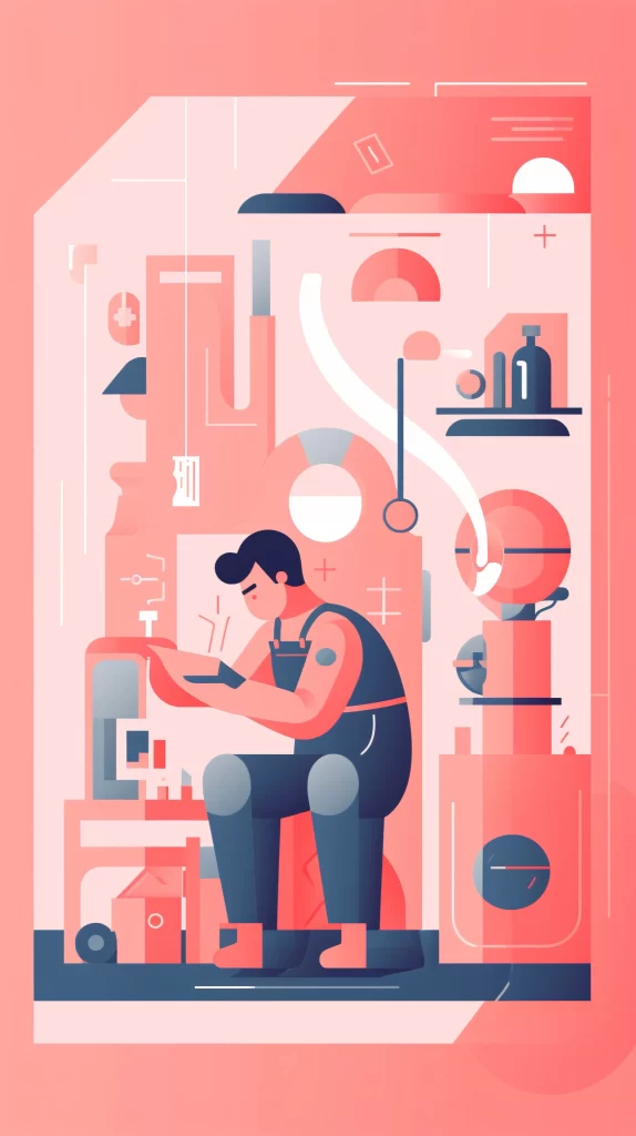 Mechanic Red Blue Tools Abstract Modern