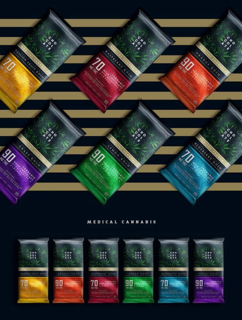 Medical Cannabis Chocolate Colorful Stripes Leaf Pattern