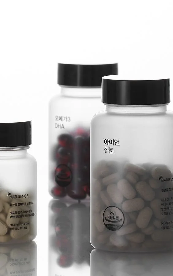 Medicine Bottle Clear Black Capsule Minimalist Design