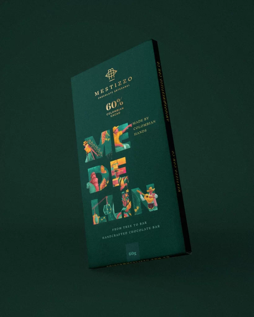 Mestizo Chocolate 60% Cacao Handcrafted Dark Green