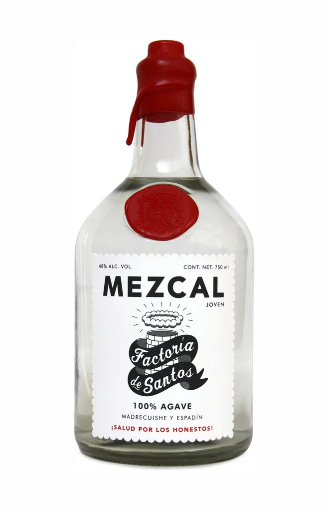 Mezcal Bottle Clear Red Seal Minimalist Design