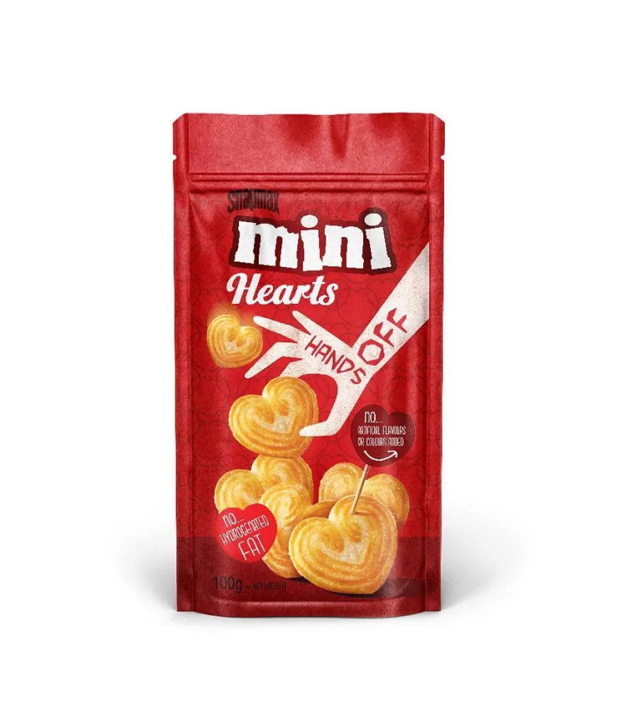Mini Hearts Snack Red White Yellow Heart Shape