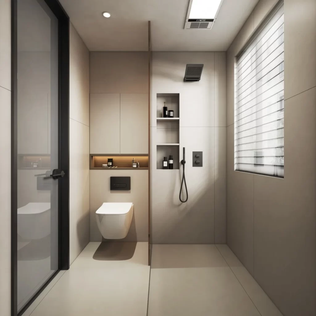 Minimalist Bathroom Neutral Beige Clean Lines