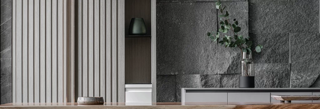 Minimalist Bathroom Neutral Grey Stone Texture Simple