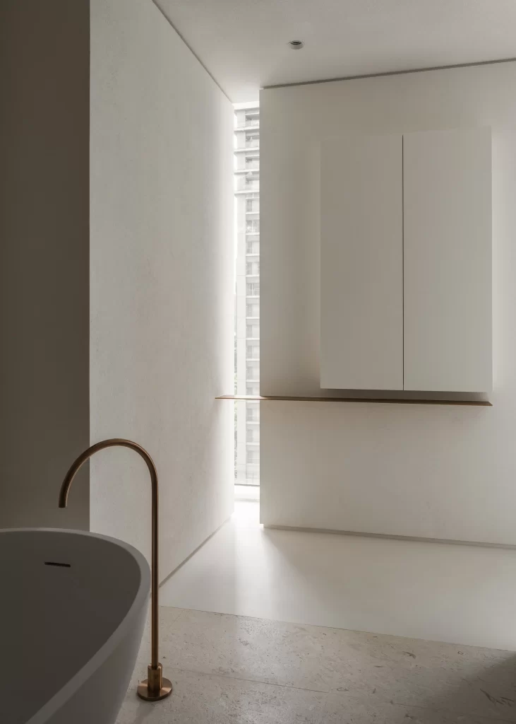 Minimalist Bathroom White Neutral Marble Clean Lines
