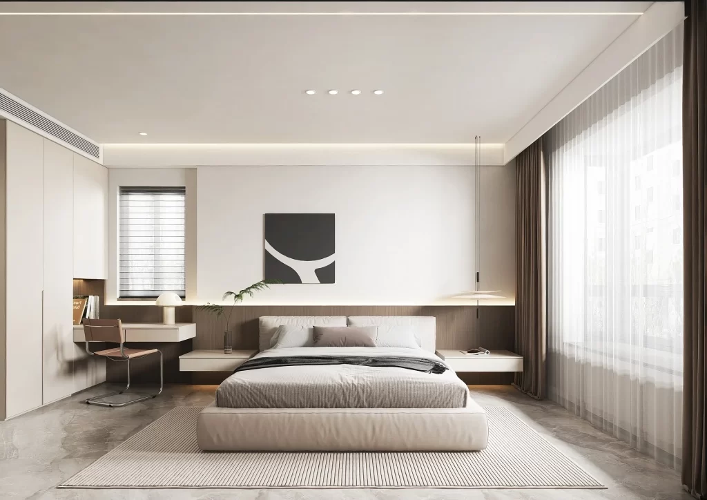 Minimalist Bedroom Neutral Gray White Simple