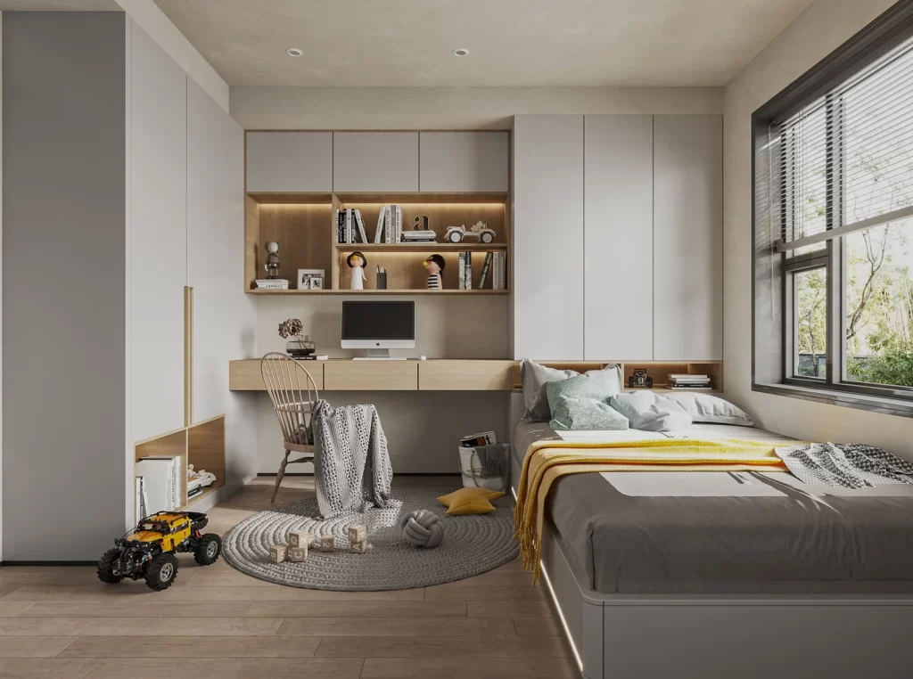 Minimalist Bedroom Neutral Gray Wood