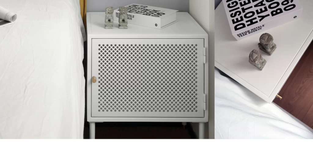 Minimalist Bedroom White Neutral Perforated Metal Simple