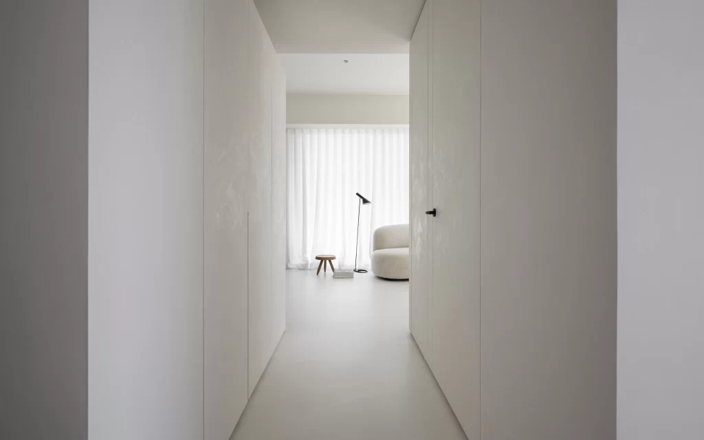 Minimalist Bedroom White Neutral Soft Lighting Simple Furniture