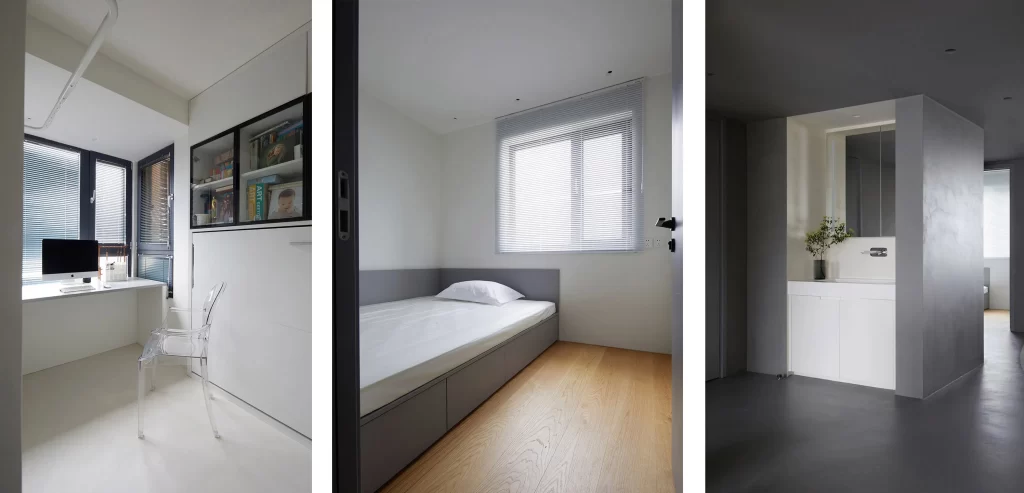 Minimalist Bedroom White Neutral Wood Flooring Simple