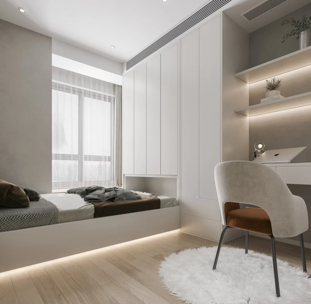 Minimalist Bedroom White Neutral Wood Simple