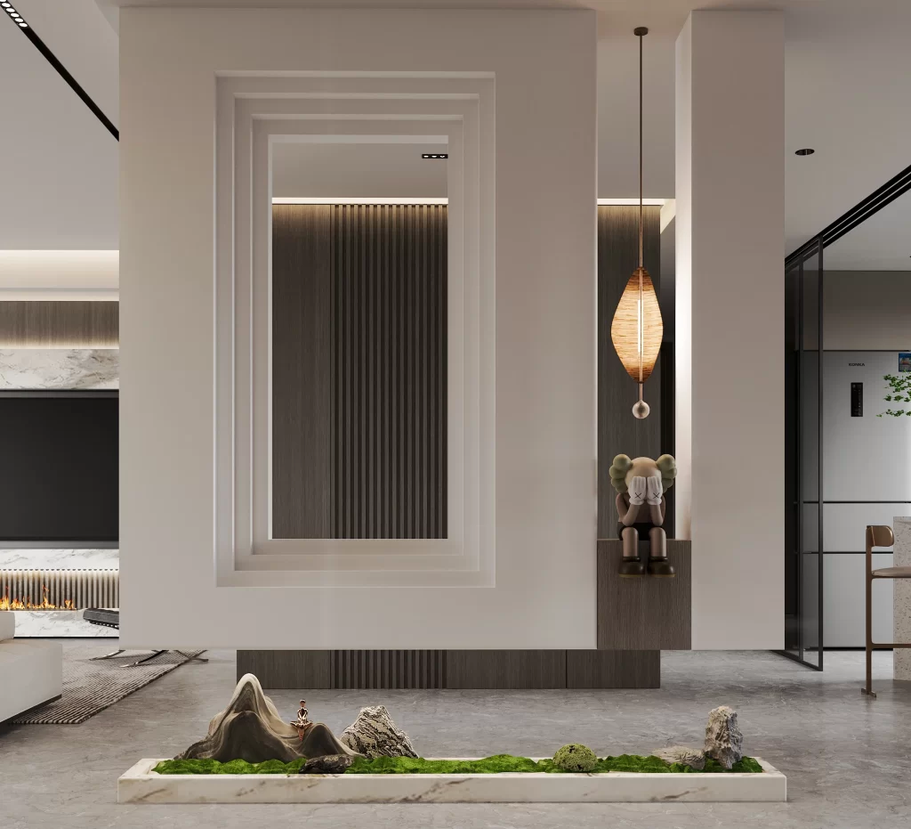 Minimalist Contemporary Living Room Neutral Tones Artistic