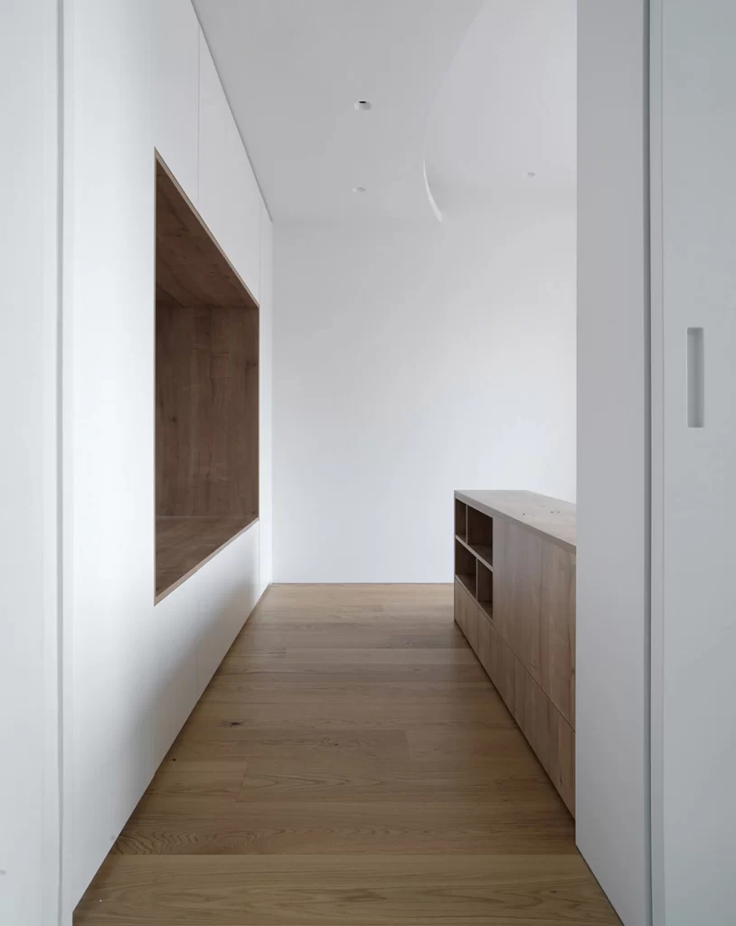 Minimalist Corridor White Neutral Light Wood