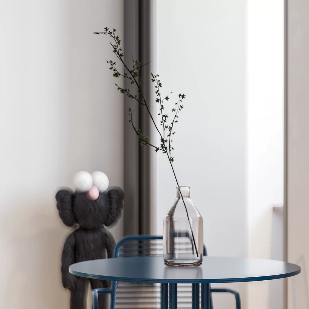 Minimalist Dining Room Blue White Simple Glass Vase