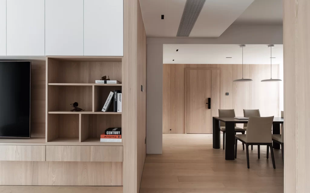 Minimalist Dining Room Light Wood Neutral White Simple