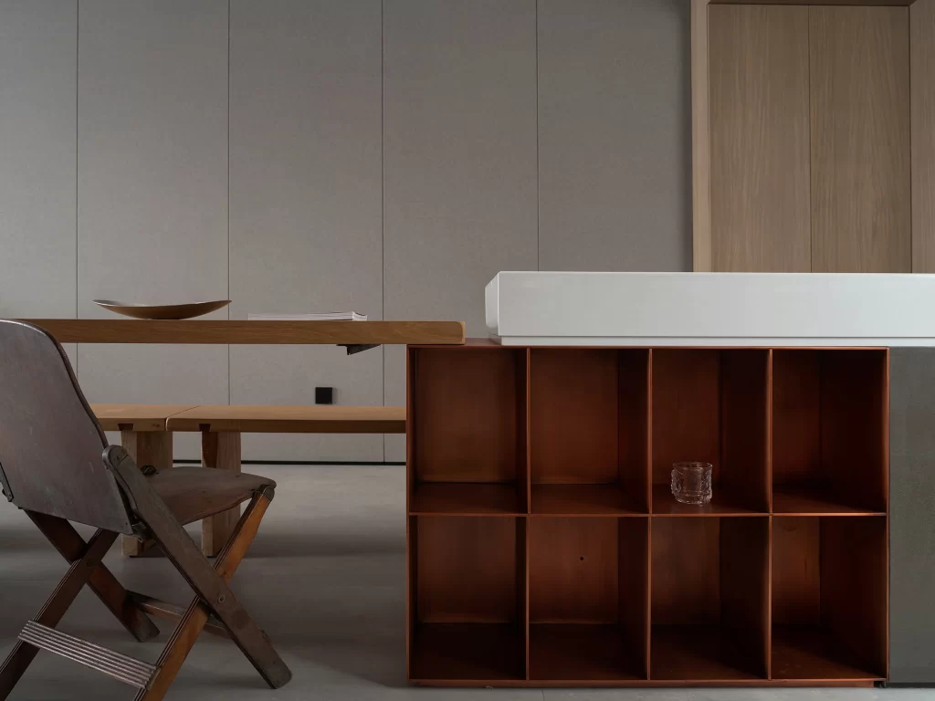 Minimalist Dining Room Neutral Copper Wood Simple