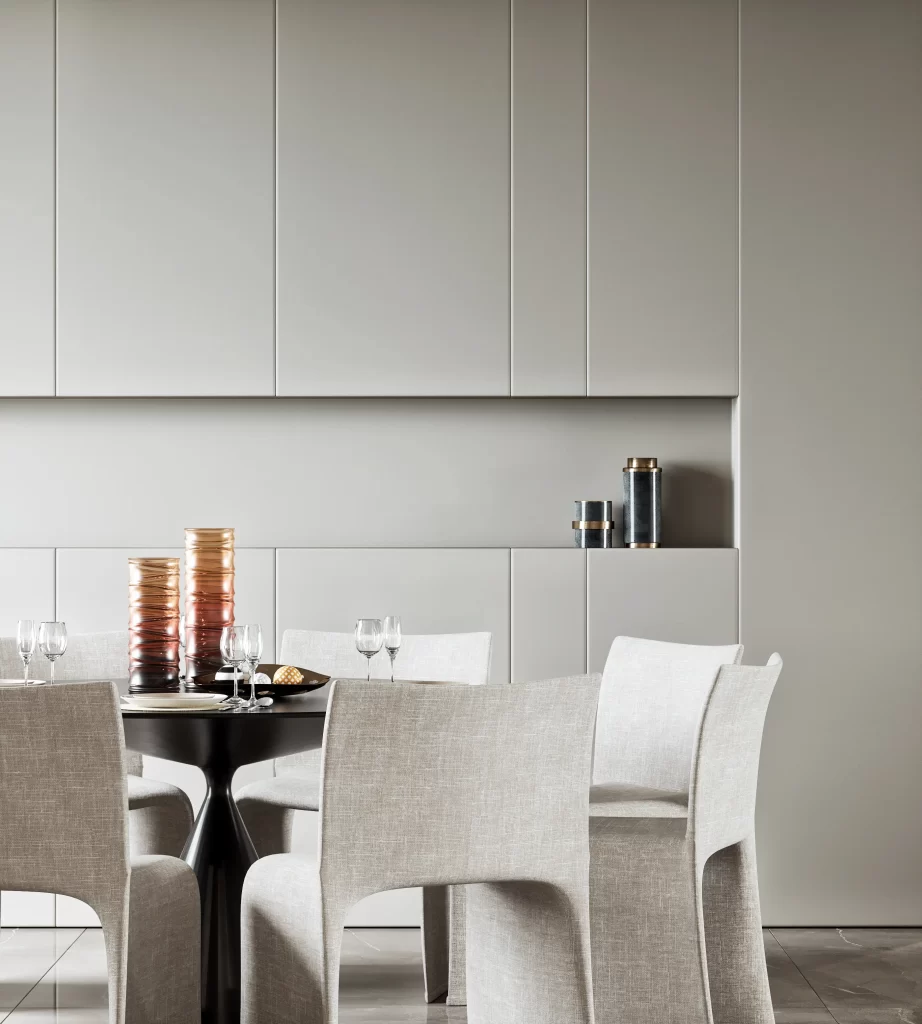 Minimalist Dining Room Neutral Gray Modern