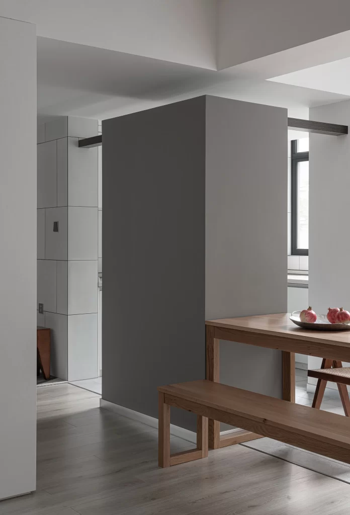 Minimalist Dining Room Neutral Grey White Wood