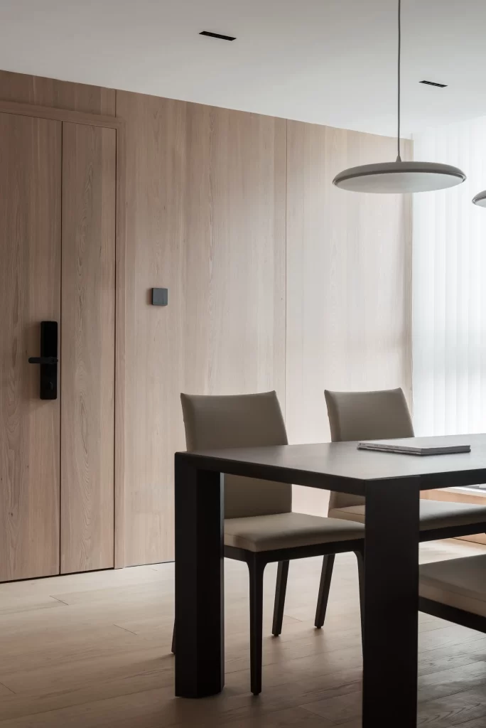 Minimalist Dining Room Neutral Light Wood Simple Clean Lines
