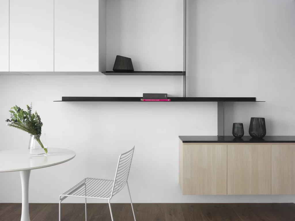 Minimalist Dining Room White Black Wood Simple