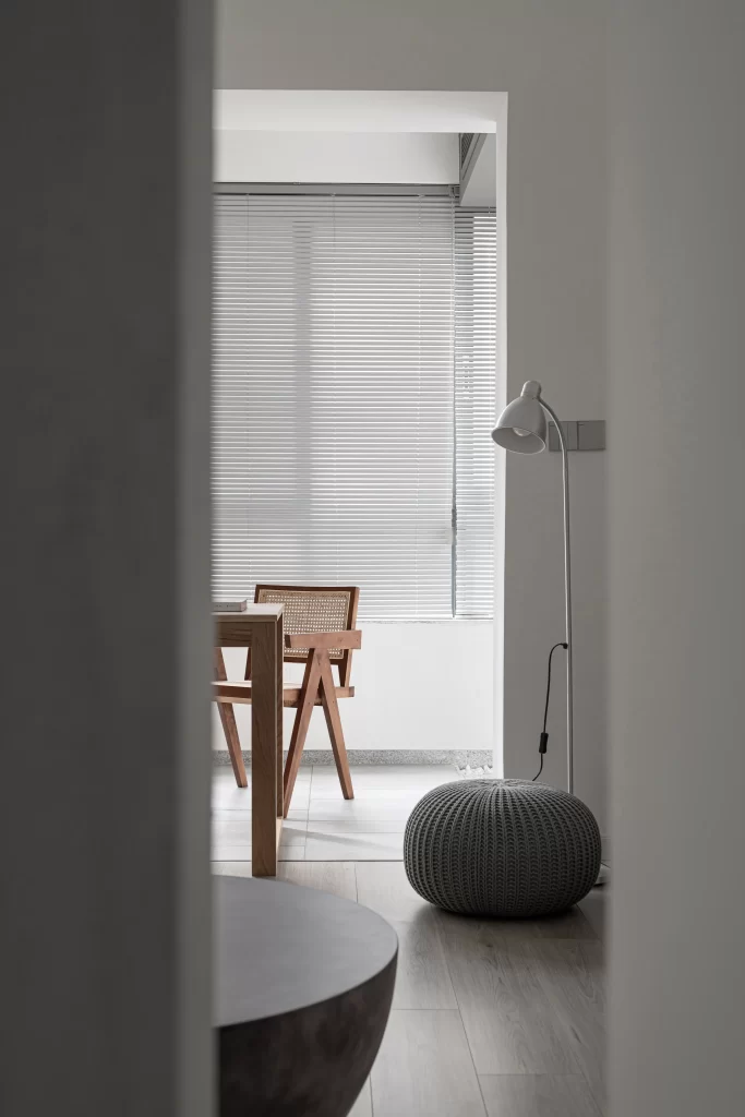 Minimalist Dining Room White Neutral Wood Floor Simple