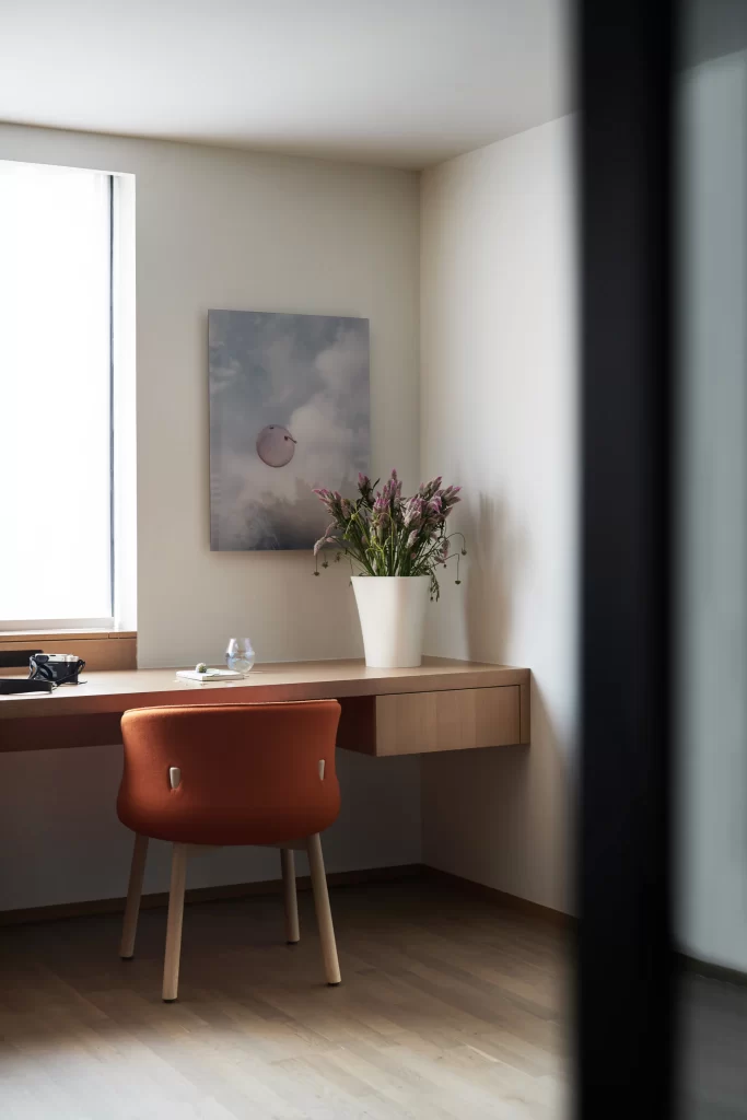 Minimalist Home Office Neutral Beige Light Wood Simple