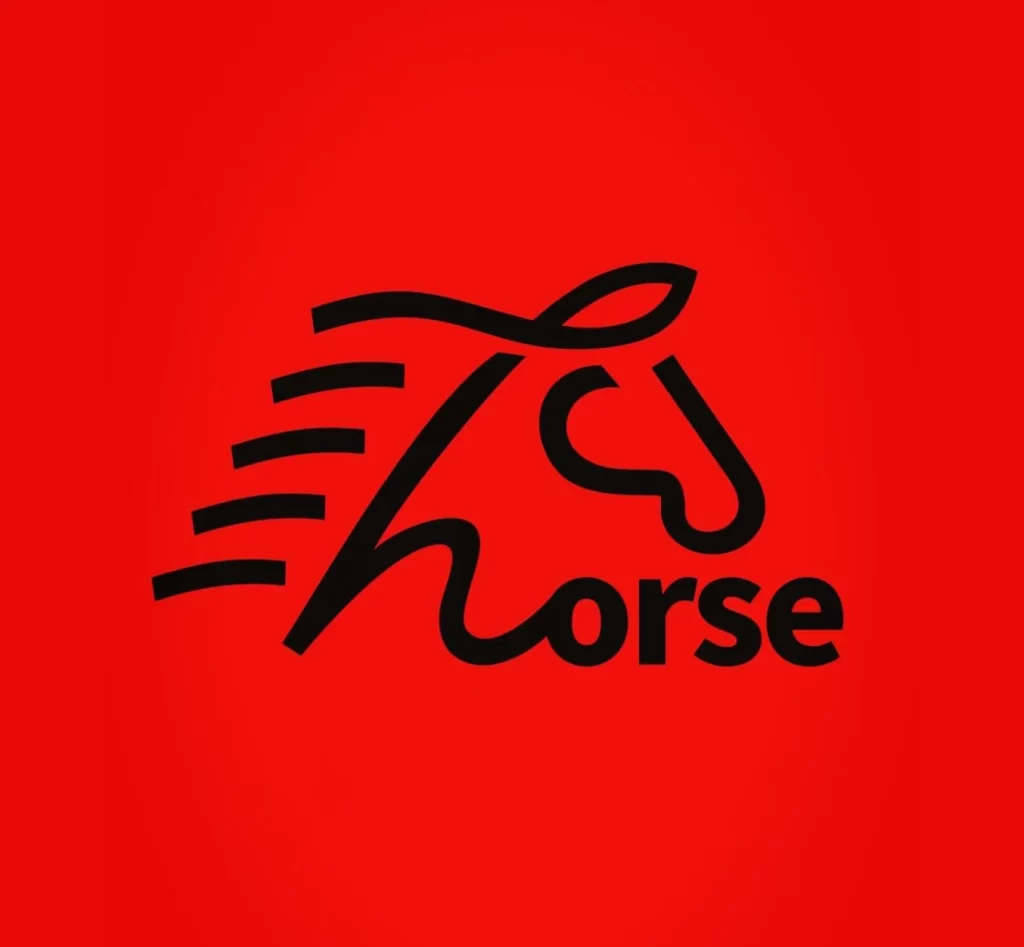 Minimalist Horse Design Black Red Typography