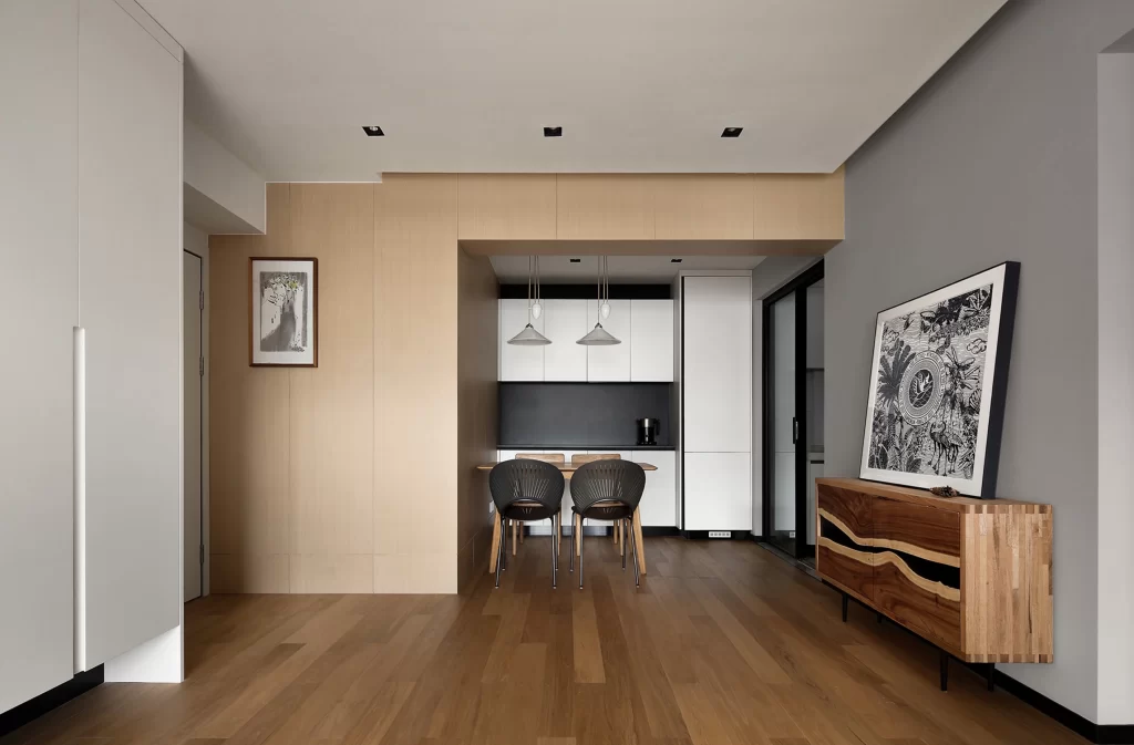 Minimalist Kitchen Neutral Light Wood Black White