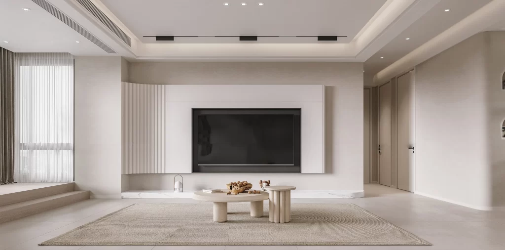 Minimalist Living Room Neutral Beige Simple Clean