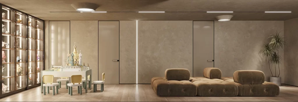Minimalist Living Room Neutral Beige Soft Lighting