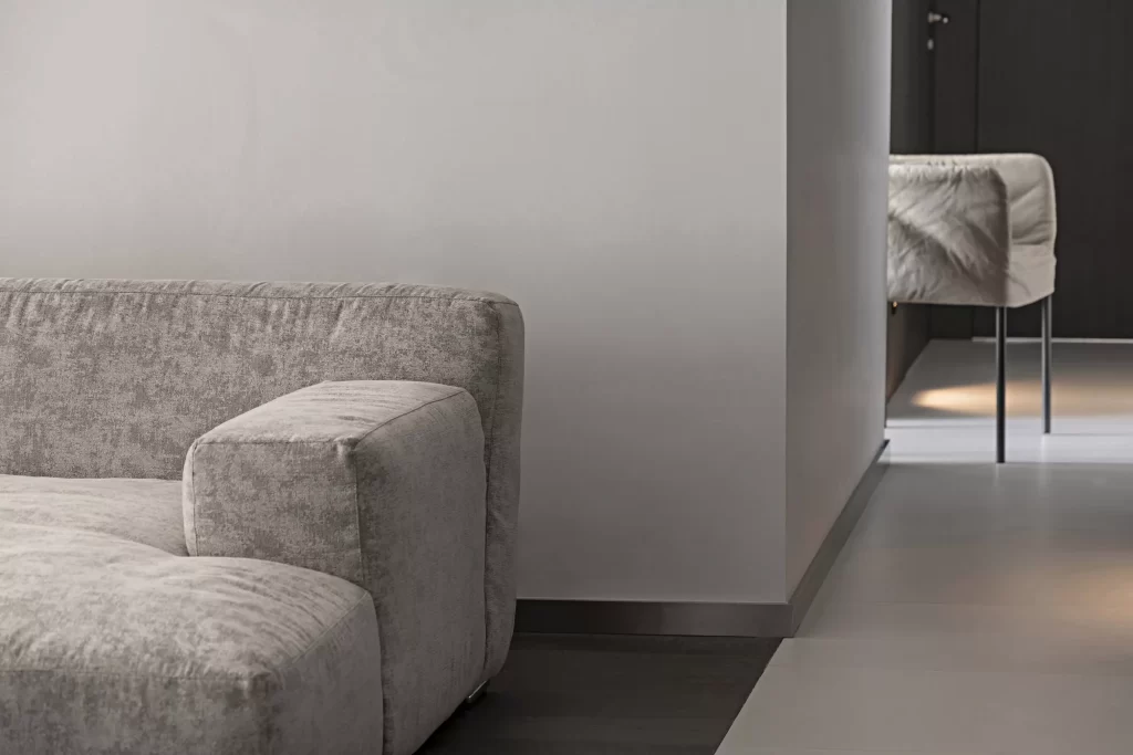 Minimalist Living Room Neutral Grey Soft Textures Clean Lines