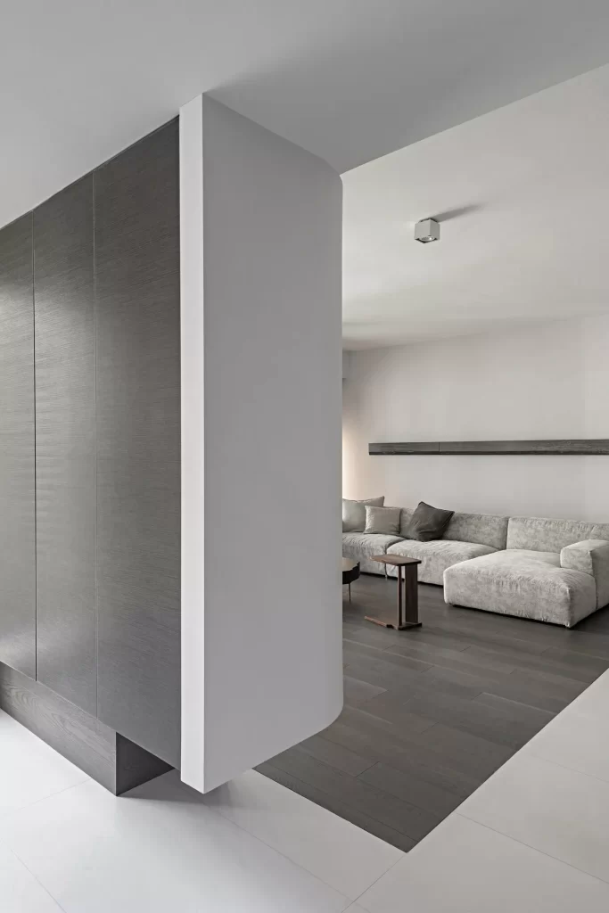 Minimalist Living Room Neutral Grey White Wood Simple