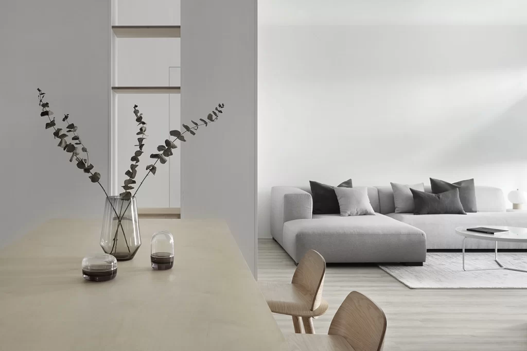 Minimalist Living Room Neutral Light Wood Simple Elegance