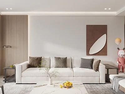 Minimalist Living Room Neutral White Soft Accents