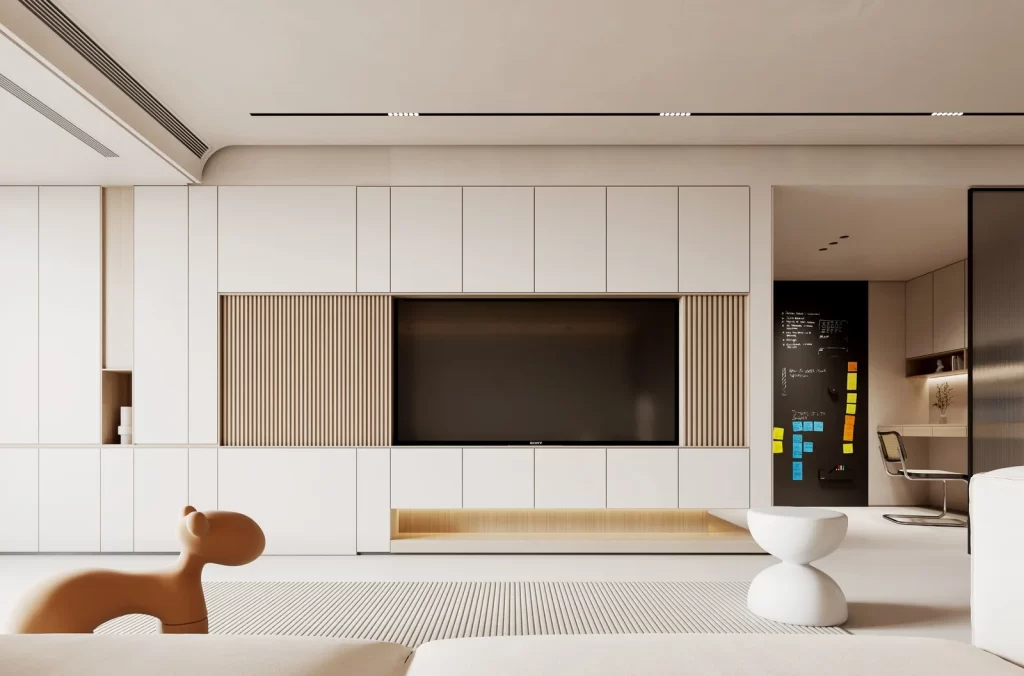 Minimalist Living Room Neutral White Wood