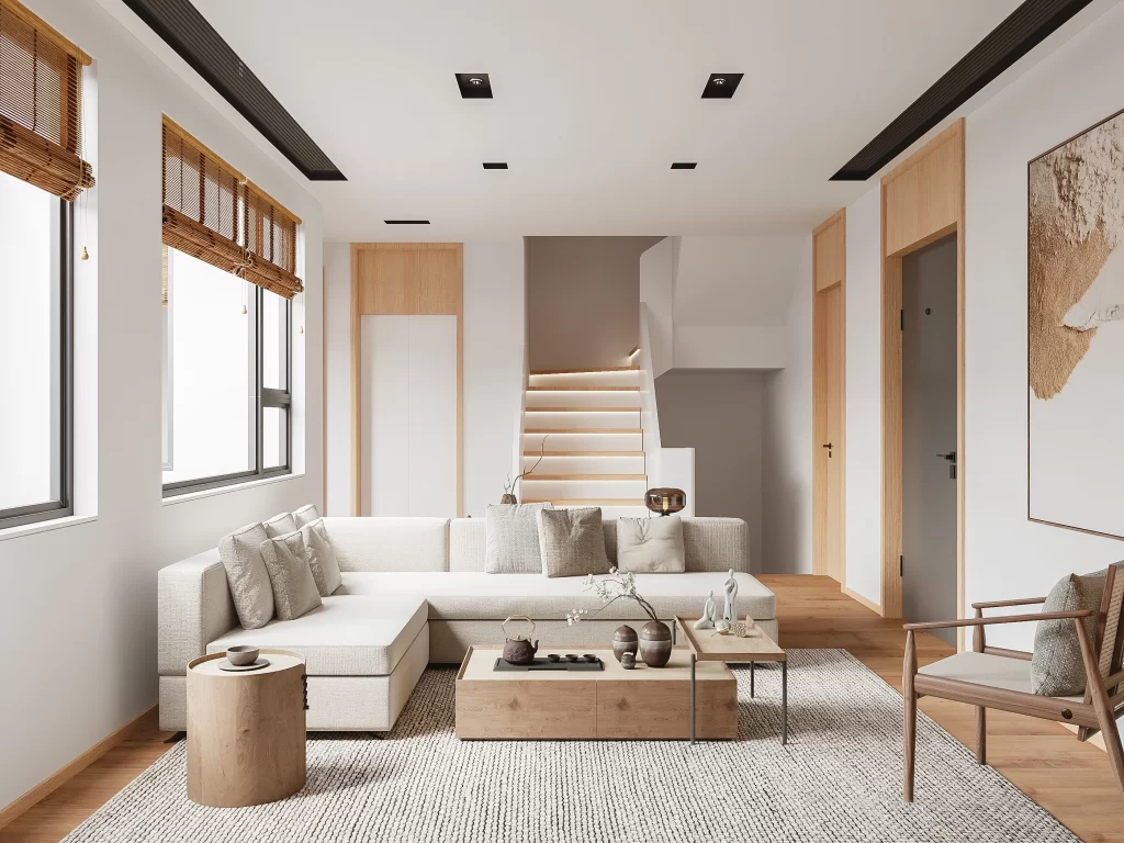 Minimalist Living Room Neutral Wood Simple