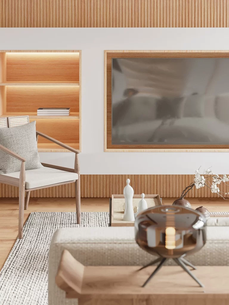 Minimalist Living Room Neutral Wood Simple