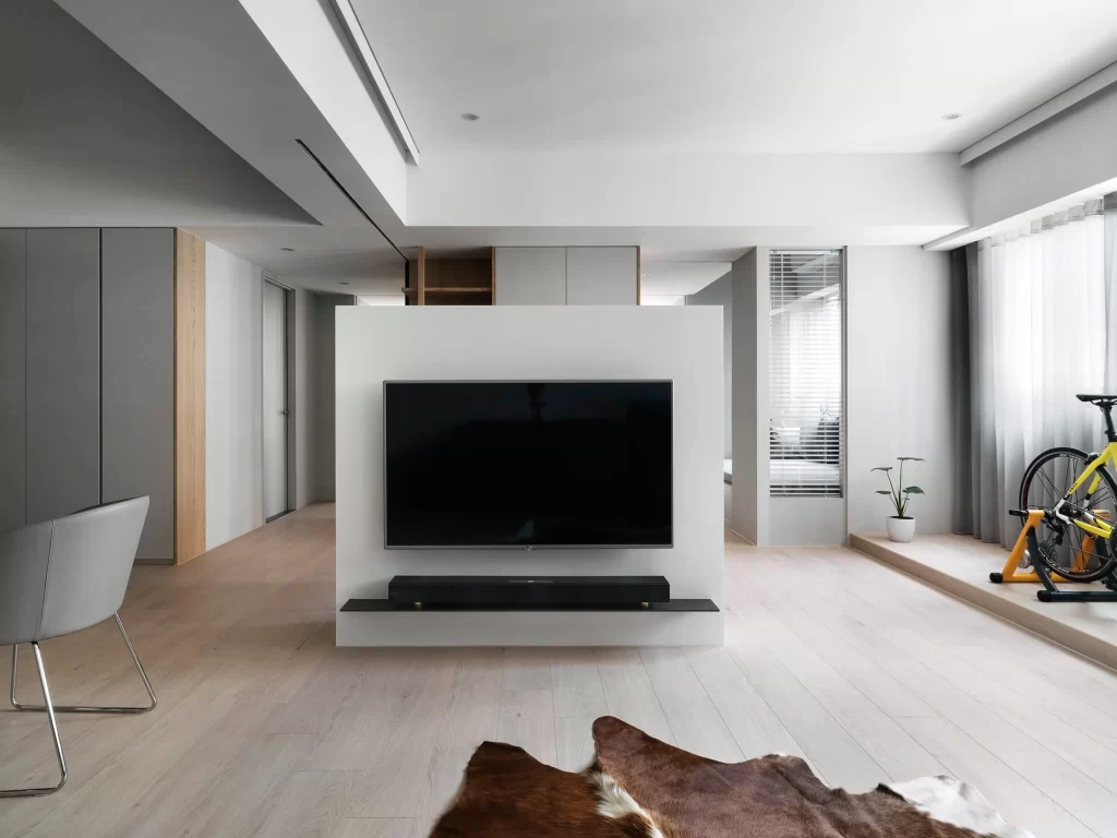 Minimalist Living Room White Neutral Light Wood