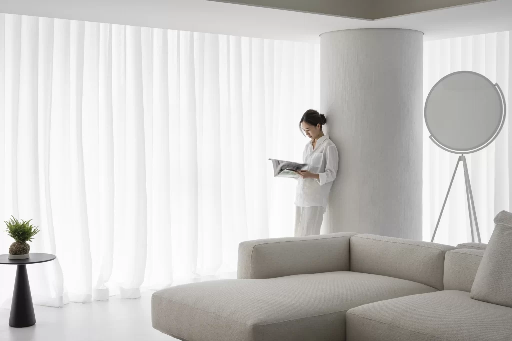 Minimalist Living Room White Neutral Soft Textures Natural Light